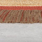 Round jute floor rug - Kahano Natural/Terracotta