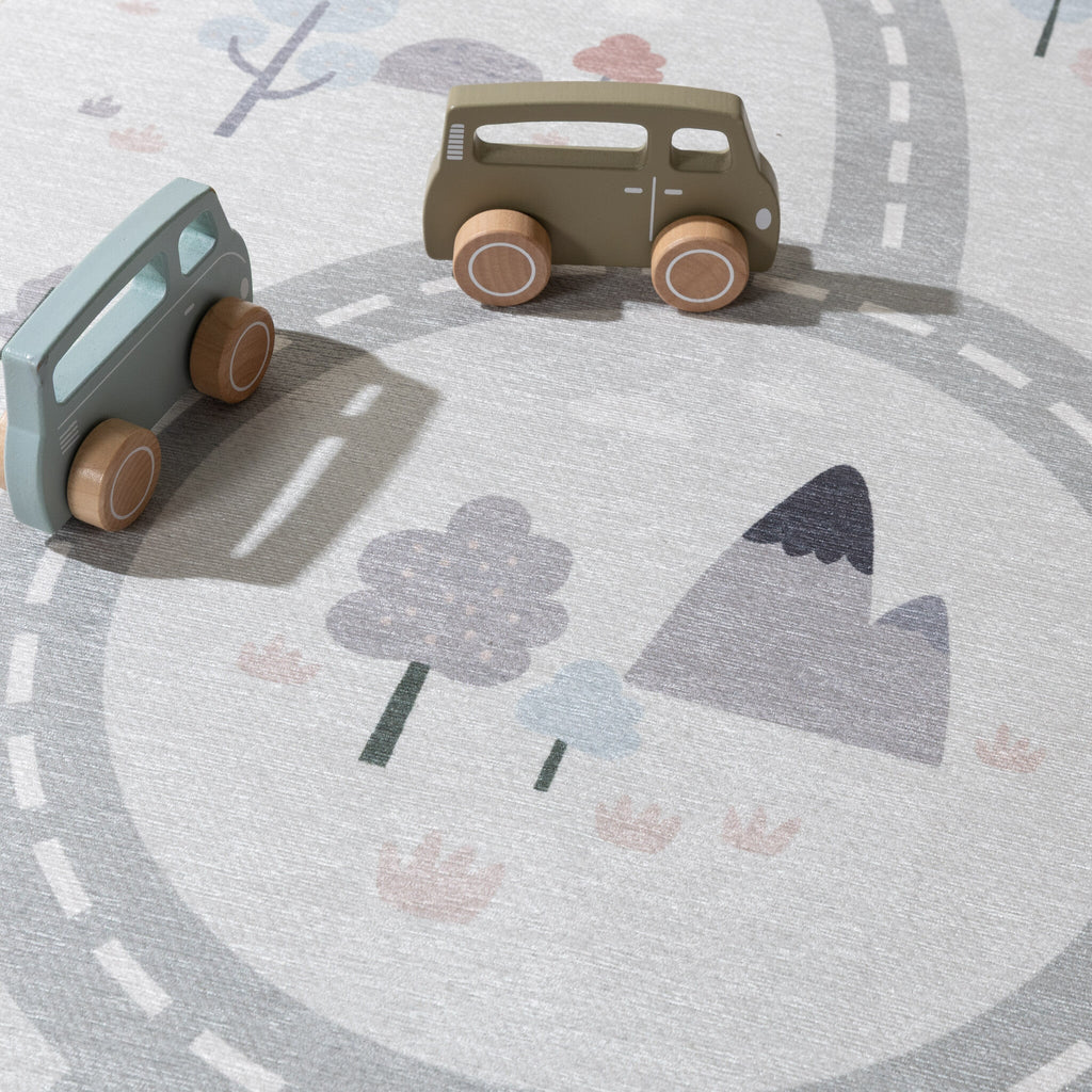 Car Play Rug - Rocky Ride White