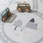 Car Play Rug - Rocky Ride White