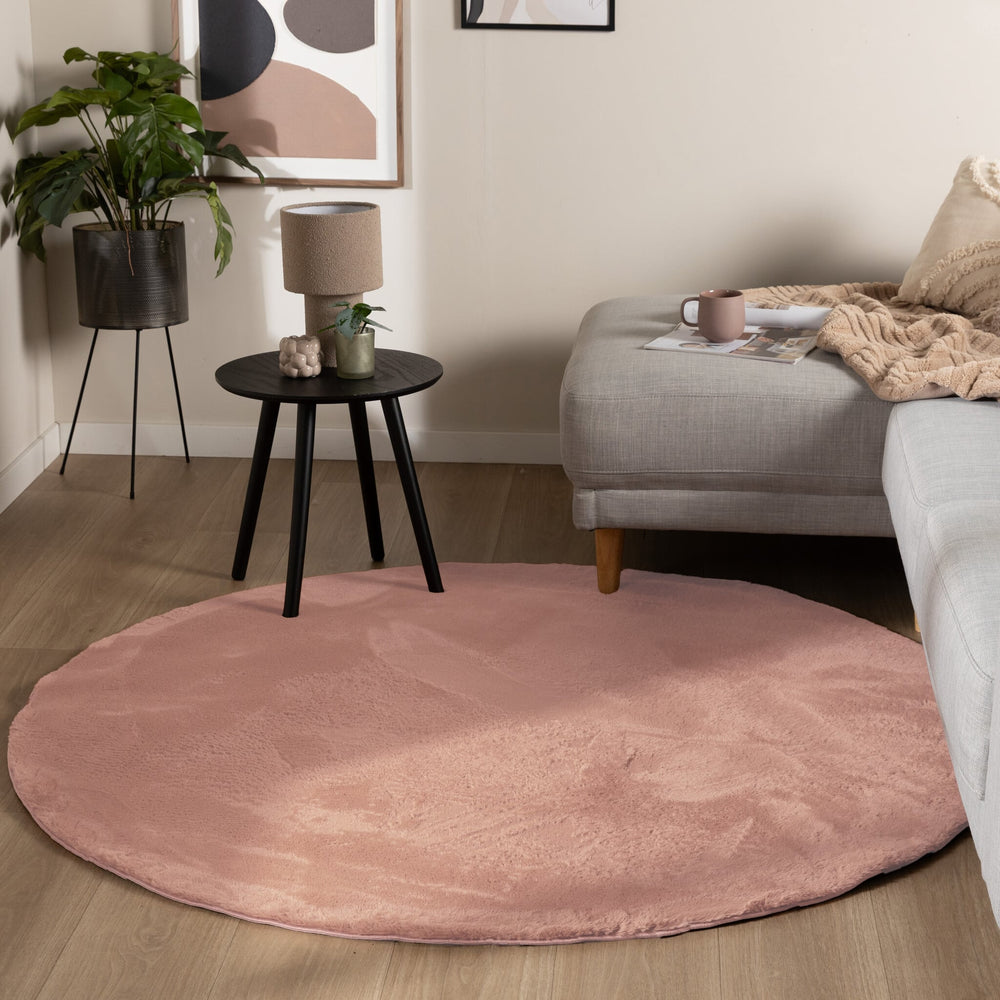 Round Low-Pile Rug – Cozy Pink