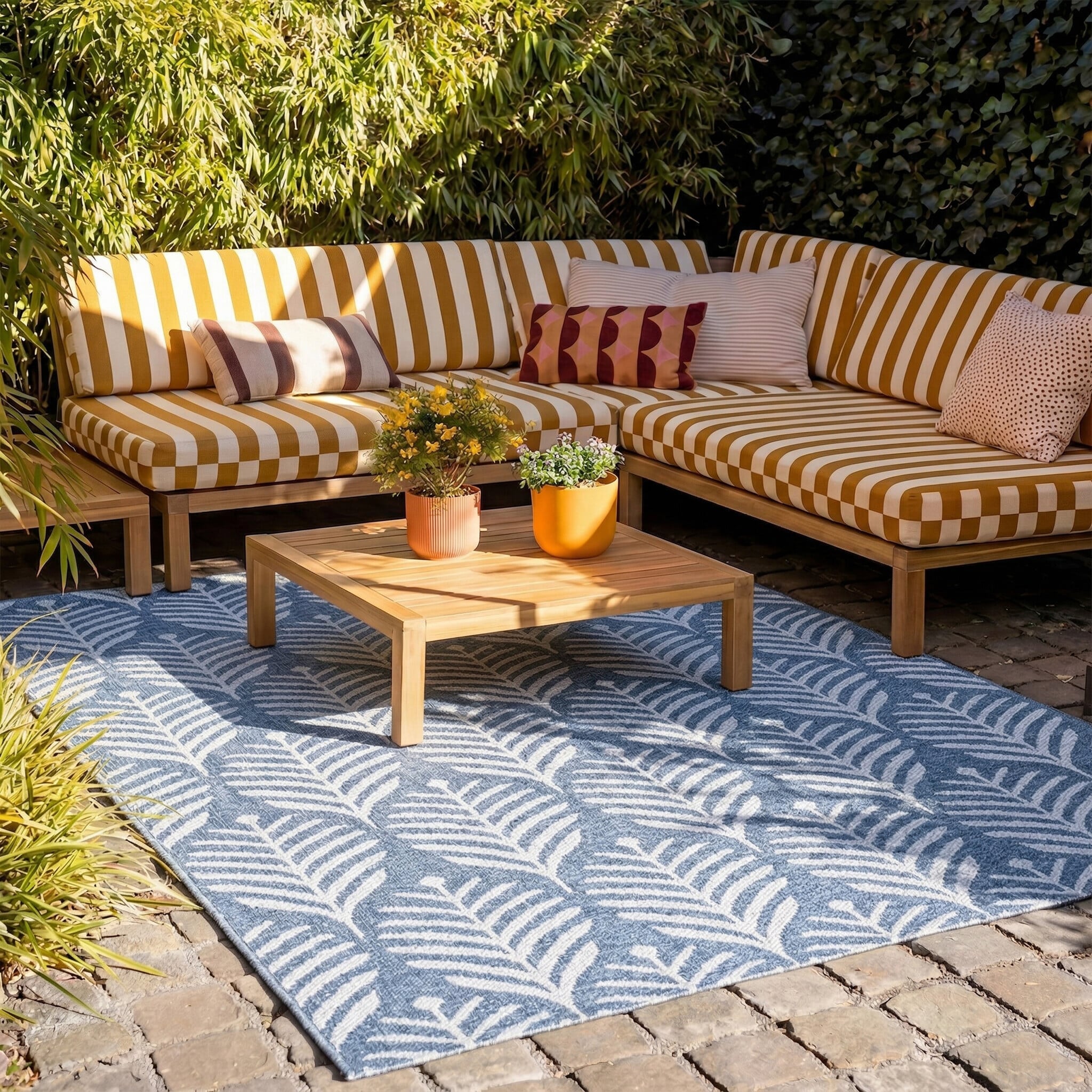 Outdoor Rug - Summer Leaves Blue