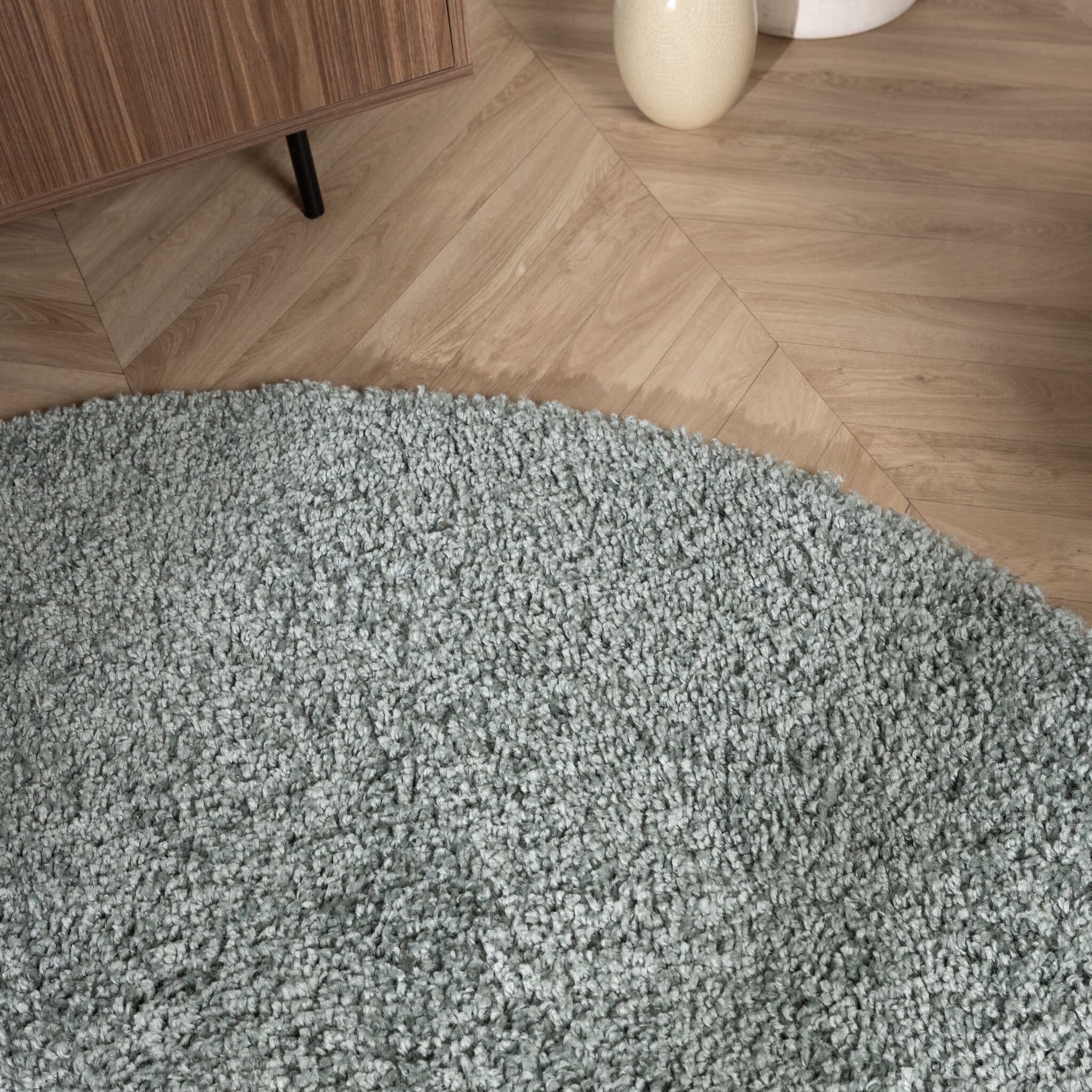 Round High-Pile Rug – Wish Blue/Green