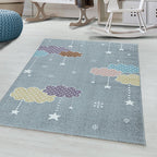 Children's floor rug - Lucy Clouds Gray