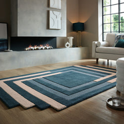 Geometric floor rug - Labyrinto Blue
