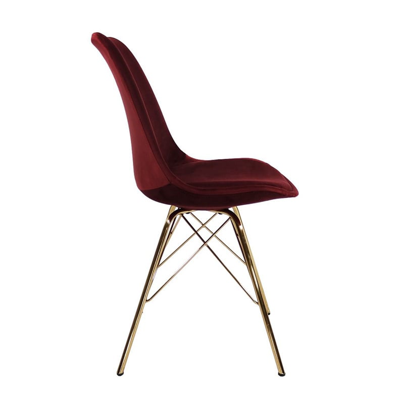 Velvet Chair Red - Gold Frame