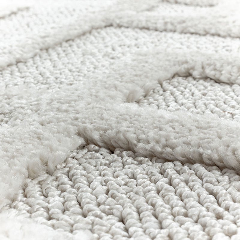 Round Scandinavian Floor Rug - Pitea Pattern Cream