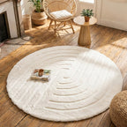 Round High Pile Rug - Carvy Curves Cream
