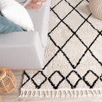 High Pile Rug - Grand Diamond Weave Cream/Black
