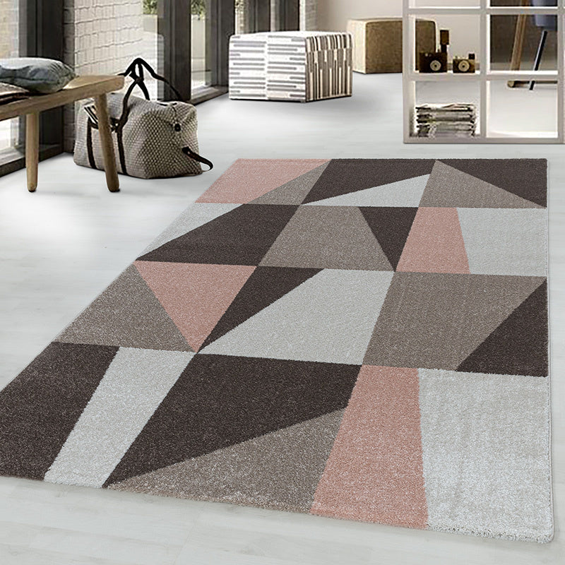 Retro floor rug - Stencil Box Pink/Brown