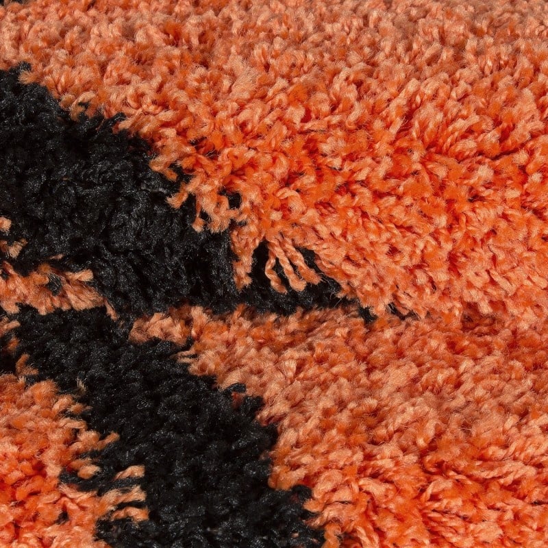 Round high-pile floor rug - Fun Orange
