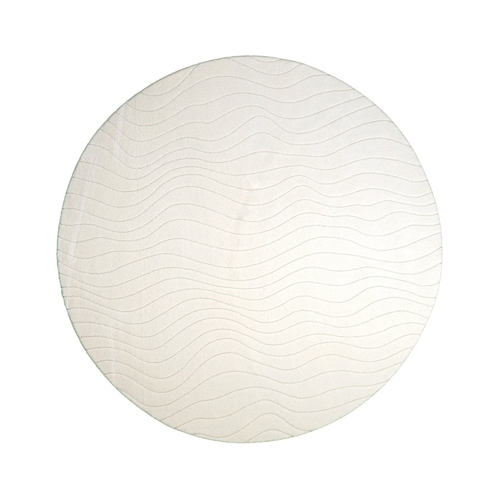 Round Scandinavian Rug - Charm Waves White