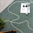 Modern Outdoor Rug - Porto Lines Dark Green