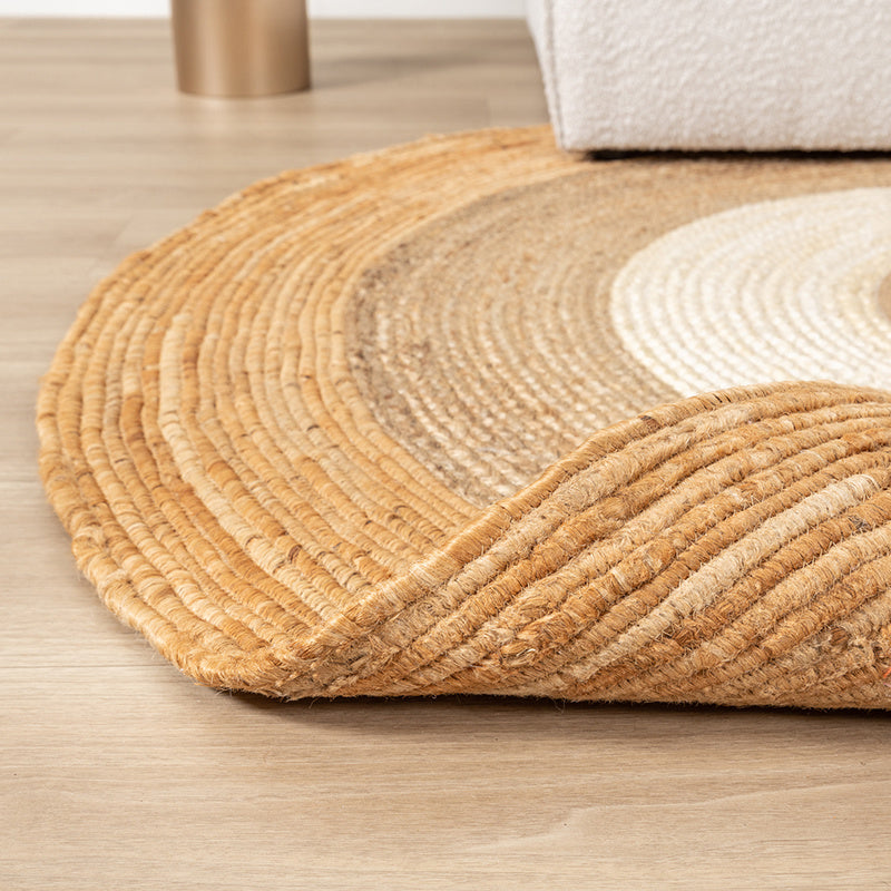 Round Jute Rug - Mirai Border White/Natural