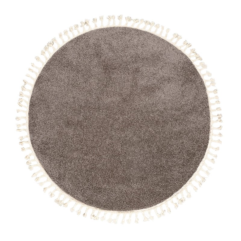 Round High Pile Rug - Lofty Fringe Taupe