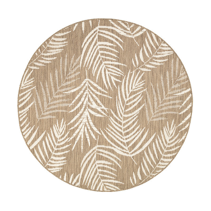 Round Outdoor Rug - Malta Leaves Natural