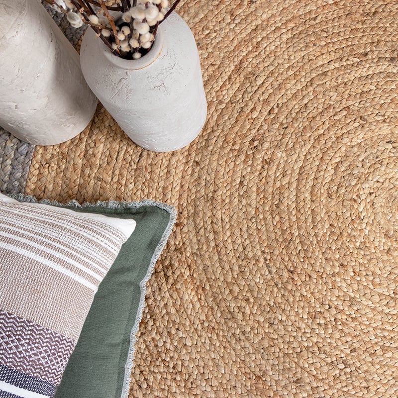 Jute Rug - Fair Round Natural/Grey