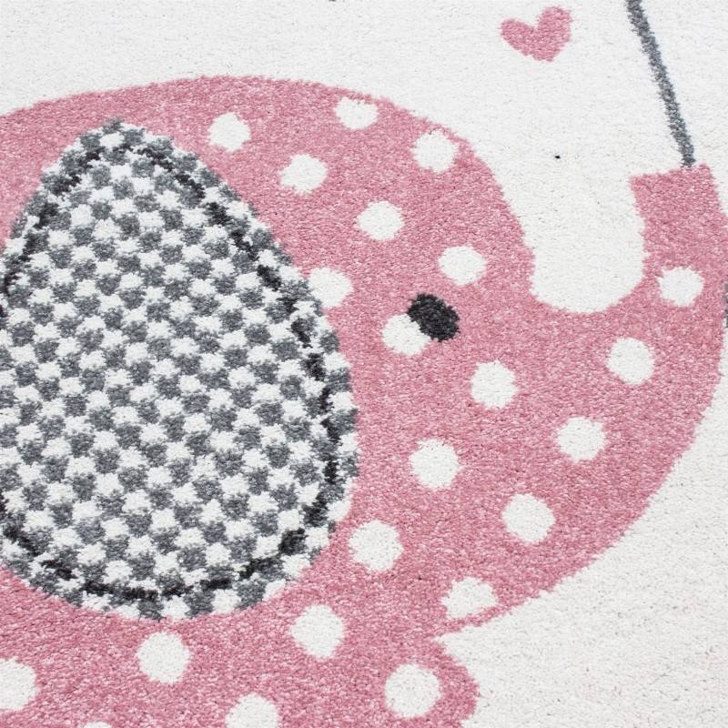 Children's Floor Rug - Anna Elephant Umbrella Pink