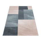 Retro Rug - Stencil Rectangles Pink/Grey