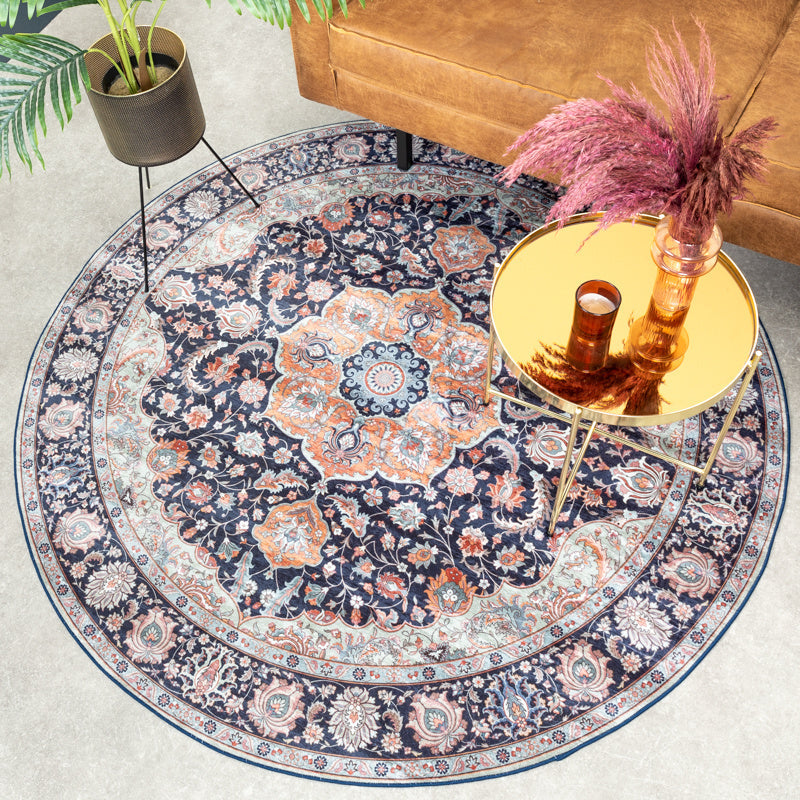 Round Vintage Rug - Imagine Medallion Blue