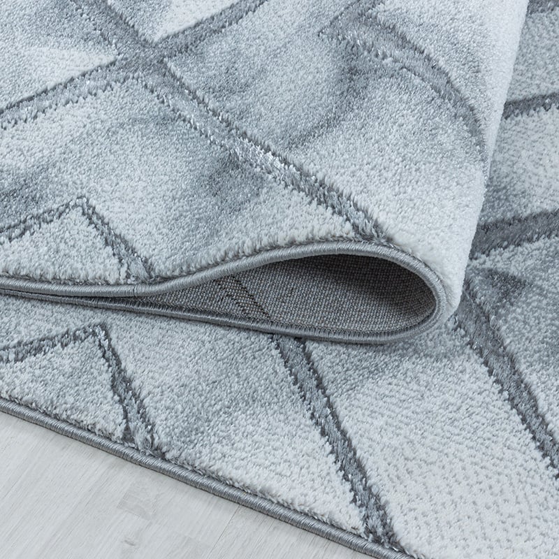 Modern floor rug - Marble Square Grey/Silver