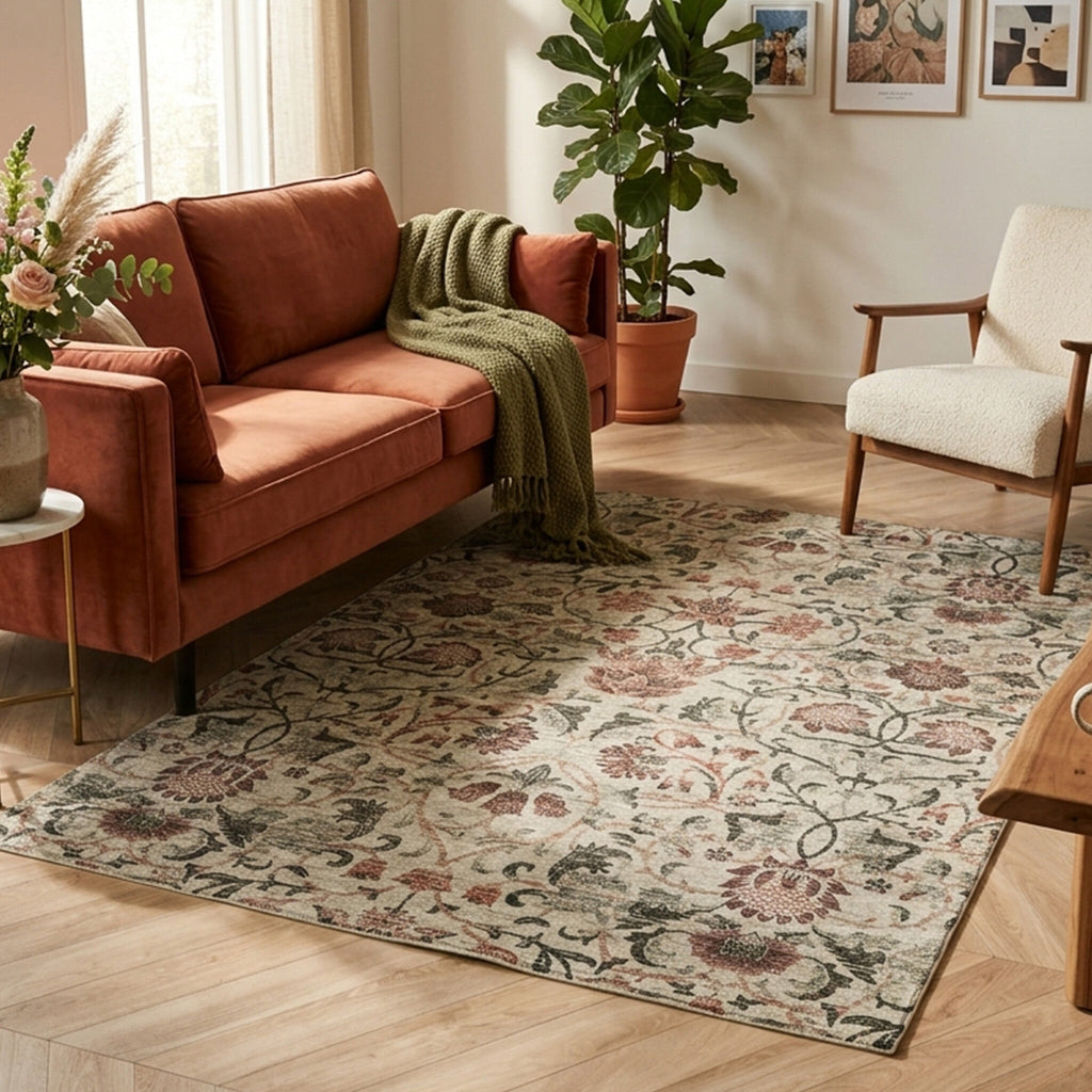 Floral rug - Rosie Beige