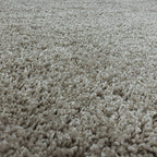 Round high-pile floor rug - Softy Beige