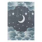 Children's floor rug - Fleurtje Moon Blue