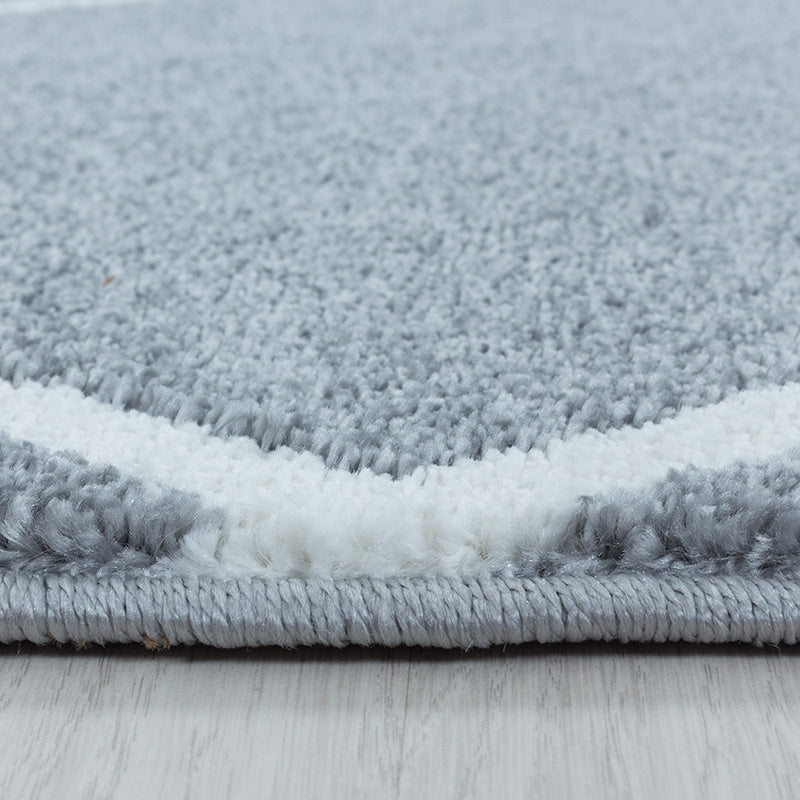 Low-pile floor rug - Smoothly Lines Grey/White