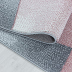 Low-Pile Floor Rug - Smoothly Design Pink/Gray