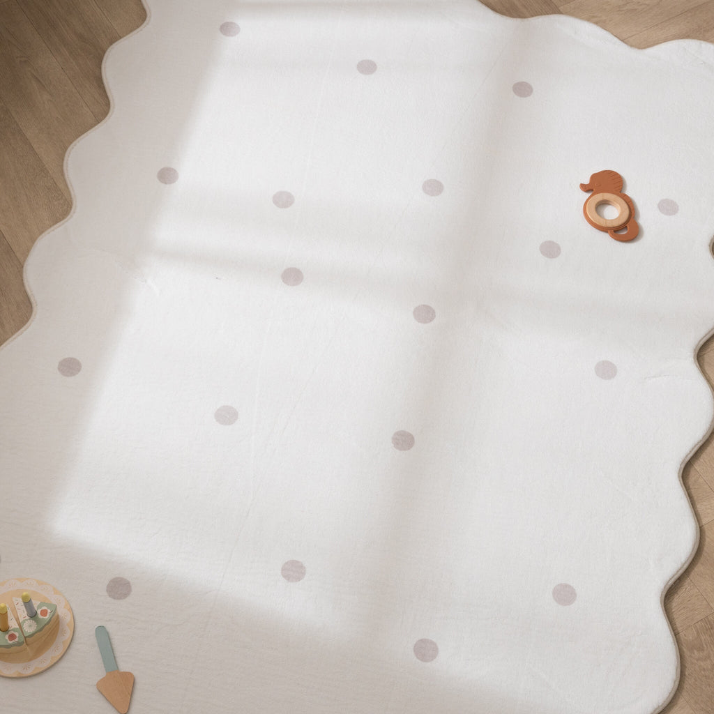 Kids Room Rug - Cloudy Dots White