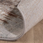Round Abstract Rug - Xavier Brush Taupe/Red