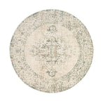 Round Vintage Rug - Spring Ethnic Cream/Green