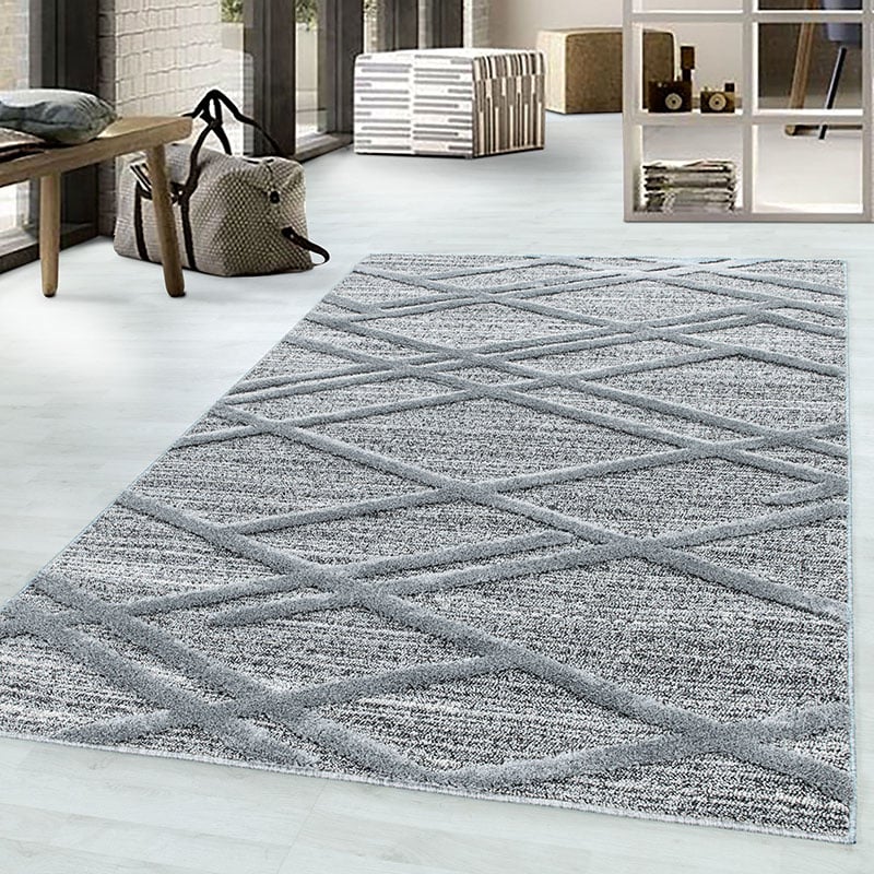 Scandinavian floor rug - Pitea Double Grey
