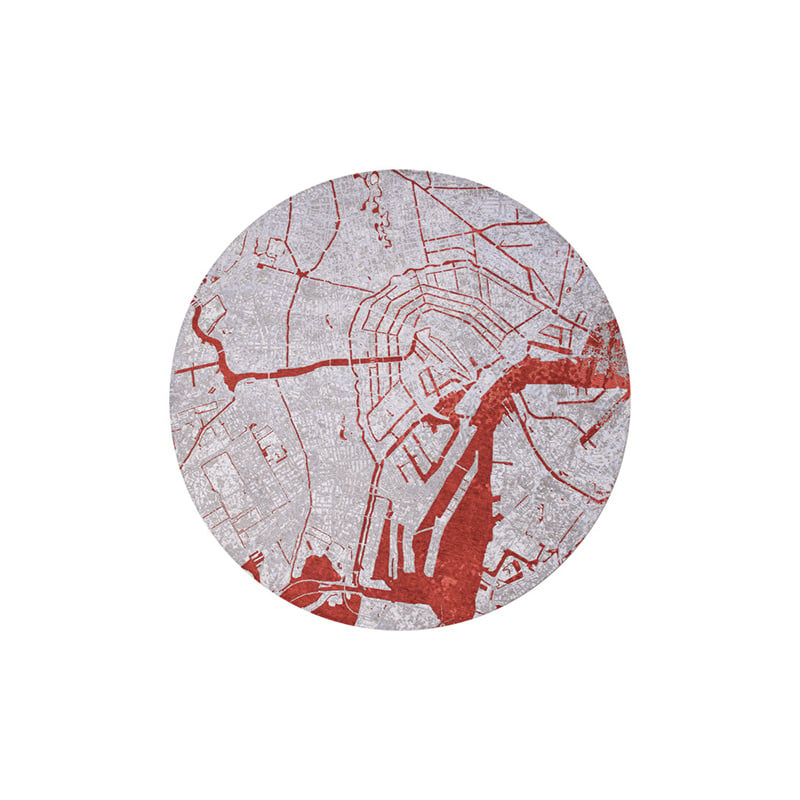 Round Graphic floor rug - Cities Amsterdam 9323