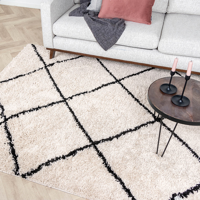 High Pile Rug - Sensa Lines Cream/Black