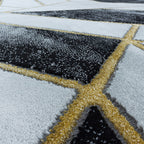 Modern floor rug - Marble Design Grey/Gold