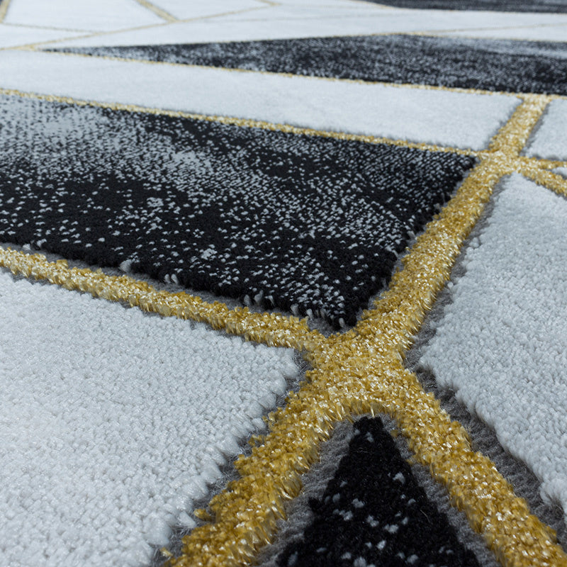 Modern floor rug - Marble Design Grey/Gold
