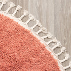 Round High Pile Rug - Lofty Fringe Peach Pink