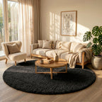 Round Shaggy Rug - Blaze Black
