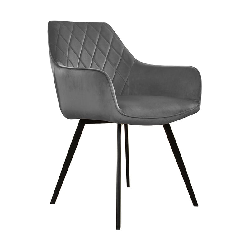 Velvet Dining Chair - Karl Dark Grey