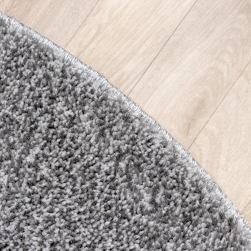 Round High Pile Rug - Glazy Light Grey