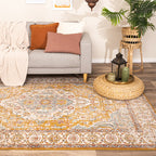 Vintage Rug - Thirza Medallion Ochre Yellow/Multicolour