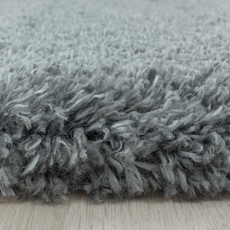 Round high-pile floor rug - Fuzzy Grey