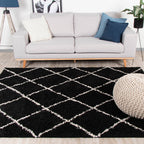 High Pile Rug - Grand Lines Black/Cream