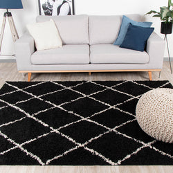 High Pile Rug - Grand Lines Black/Cream