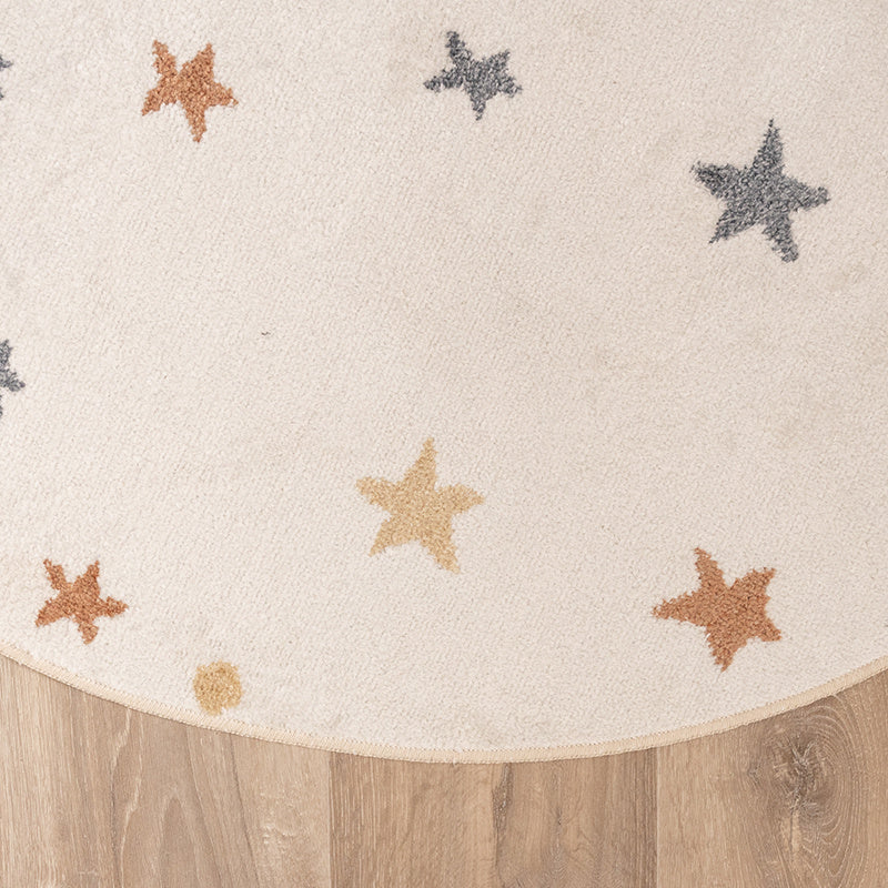 Round Washable Kids Rug - Ravi Stars Multicolour