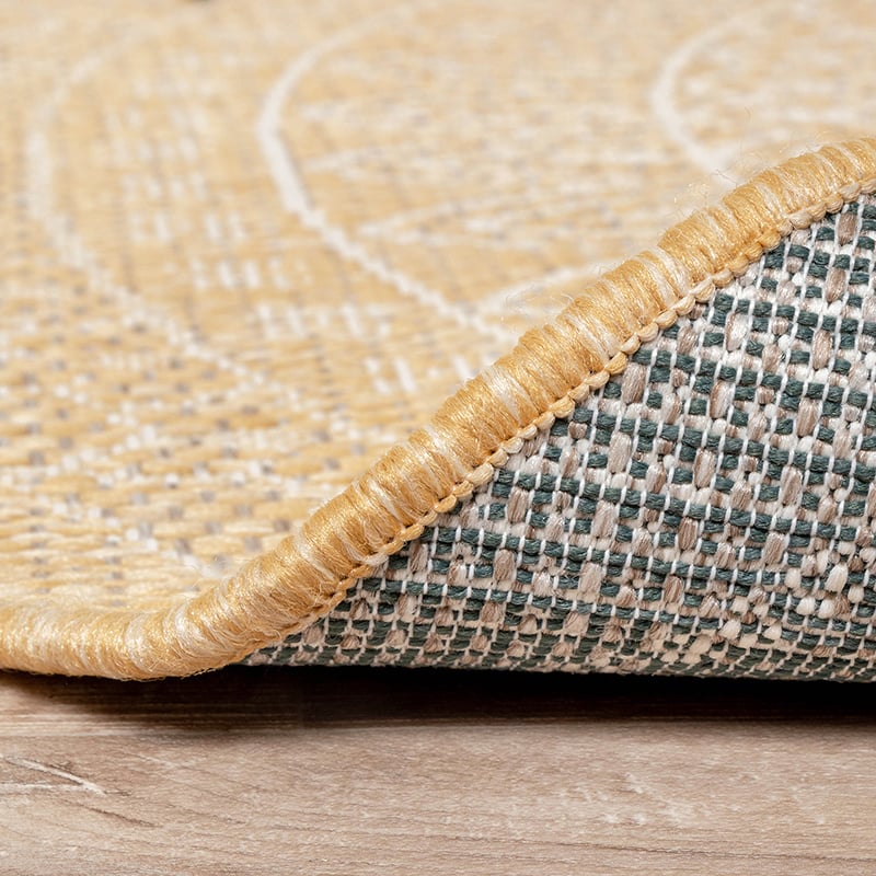 Round Outdoor Rug - Summer Azteca Yellow