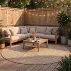 Round Jute Outdoor Rug - Bali Cream