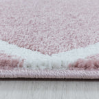 Low pile floor rug - Smoothly Lines Pink/White