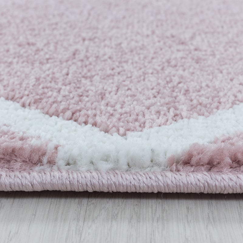 Low pile floor rug - Smoothly Lines Pink/White